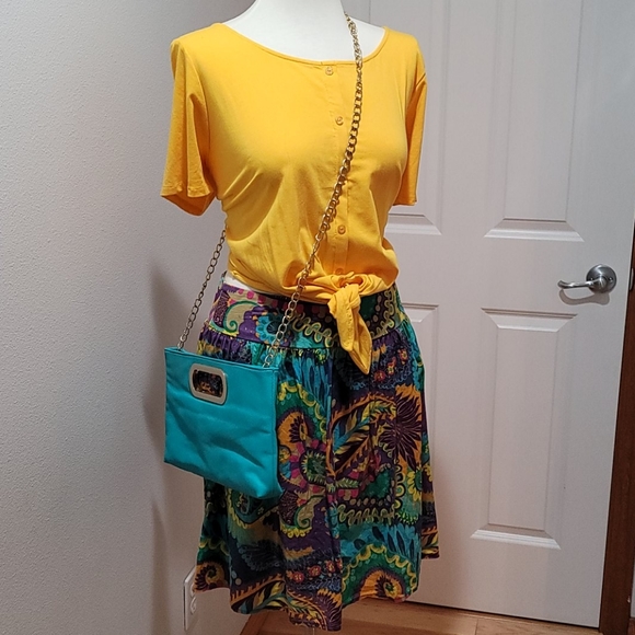 MIMI CHICA MEDIUM PAISLEY FLORAL MINI SKATER CIRCLE SKIRT BRIGHT COLORFUL DRESS - Picture 1 of 12